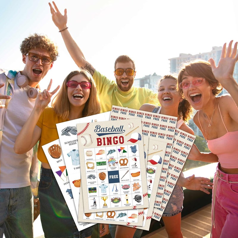 OZTEMETY Baseball Bingo Card Game, Baseball Bingo Game for Adults, Sports Party Supplies, Favors, Baseball Party Decorations, Gift – 24 Players Bingo Game, C06 - Image 4